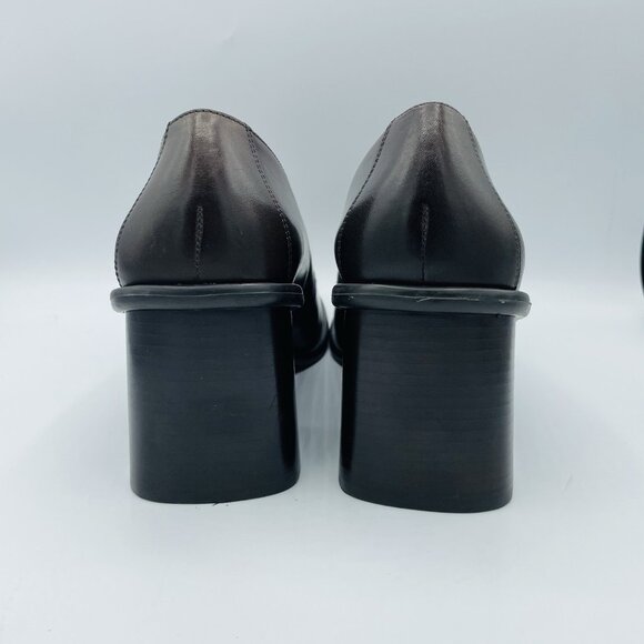 Nine West Shoes Womens Size 10 M Brown Leather Kinetic Chunky Heels Y2K Square - Picture 7 of 11